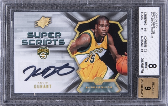 2007-08 SPx Super Scripts #KD Kevin Durant Signed Rookie Card - BGS NM-MT 8/BGS 9